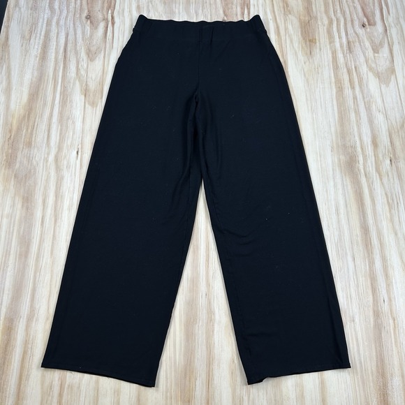 Eileen Fisher Pants - Eileen Fisher Pants Womens Medium Black Stretch Wide Leg Pull On Pants Lounge